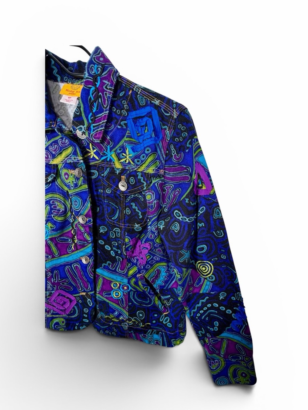 Rudy Rd Petite Women’s “Hearts Of Palm” Denim Jacket NWOT. Size 6 Petite. - Picture 10 of 15